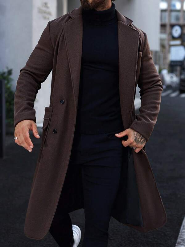 primecuration | Manteau Long Luxueux en Laine pour Hommes - Élégance et Confort