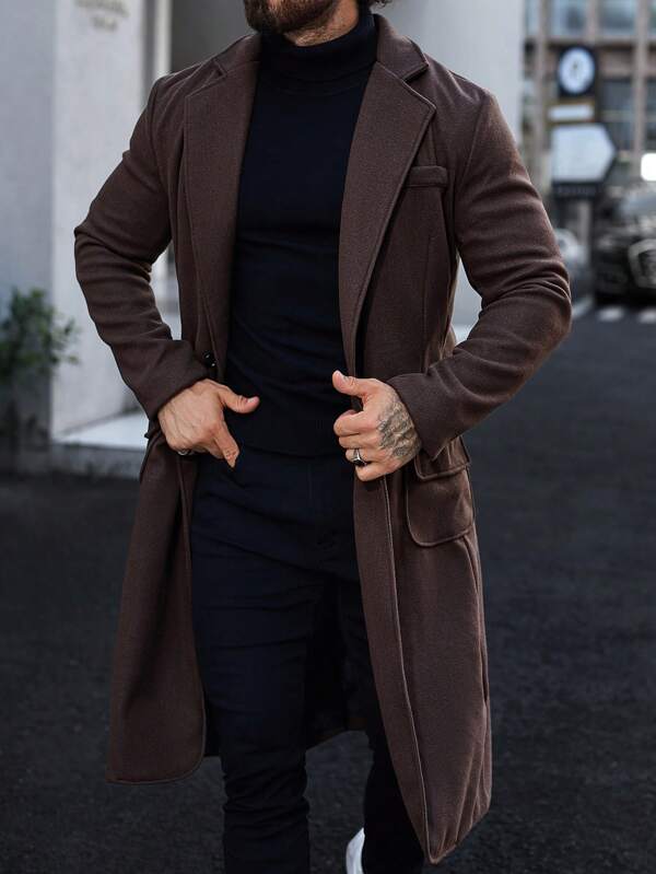 primecuration | Manteau Long Luxueux en Laine pour Hommes - Élégance et Confort