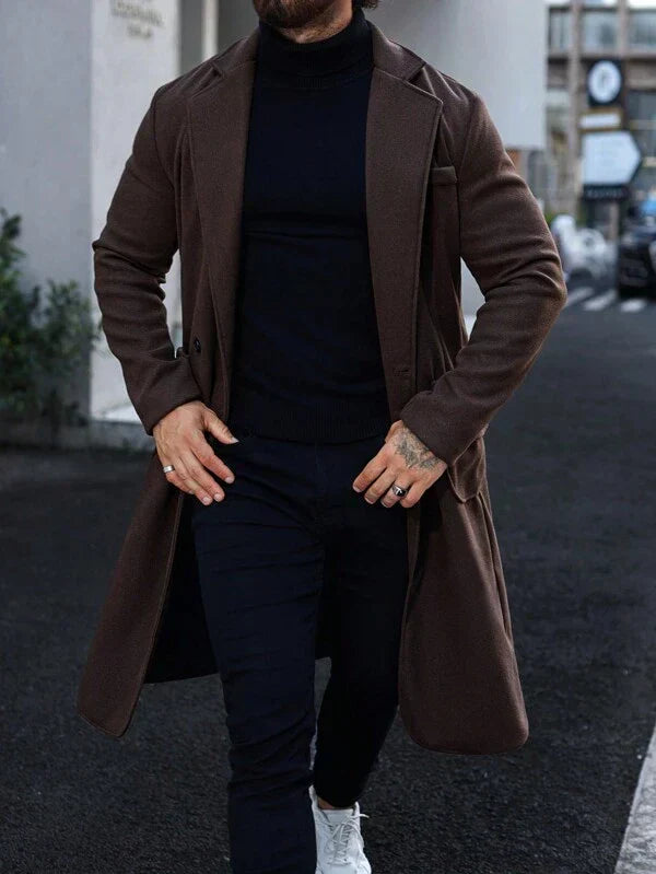 primecuration | Manteau Long Luxueux en Laine pour Hommes - Élégance et Confort