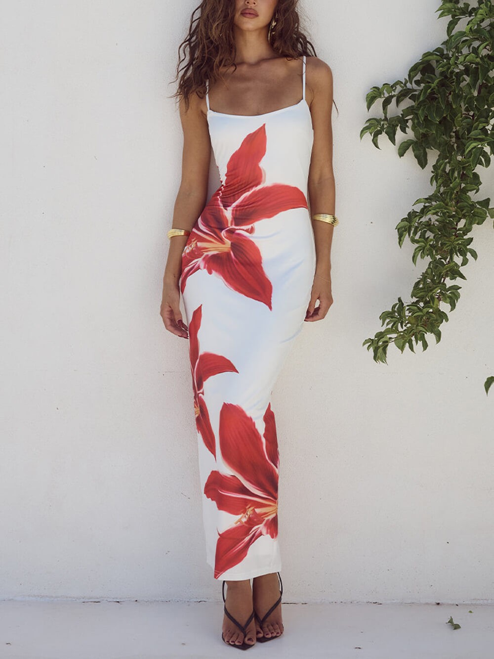 Abstracte Bloemenprint Maxi Jurk