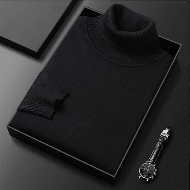 primecuration | Pull col roulé en laine pour hommes, confort et style polyvalent