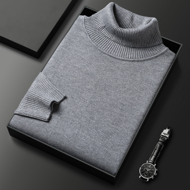 primecuration | Pull col roulé en laine pour hommes, confort et style polyvalent
