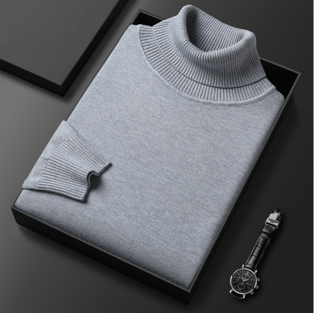 primecuration | Pull col roulé en laine pour hommes, confort et style polyvalent