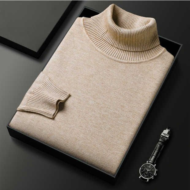 primecuration | Pull col roulé en laine pour hommes, confort et style polyvalent