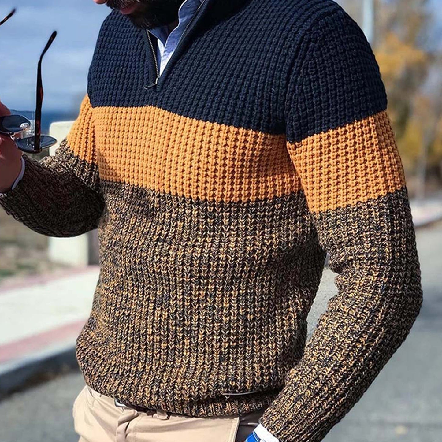 primecuration | Pull en tricot pour hommes en laine, chaud et élégant