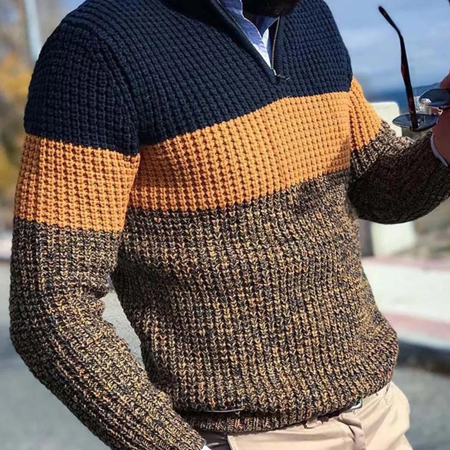 primecuration | Pull en tricot pour hommes en laine, chaud et élégant