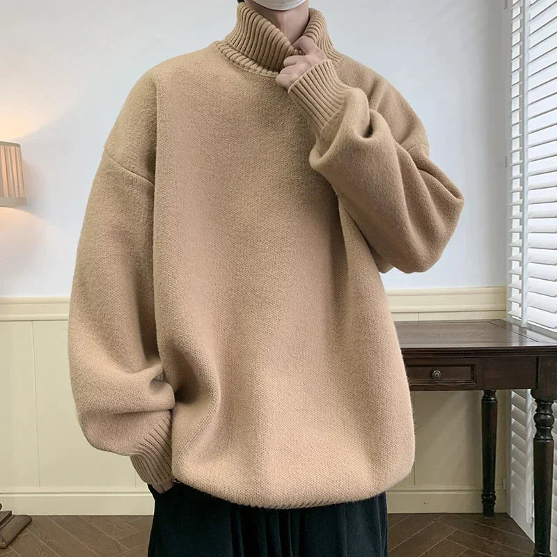 primecuration | Pull col roulé surdimensionné en laine pour hommes - Confort et style