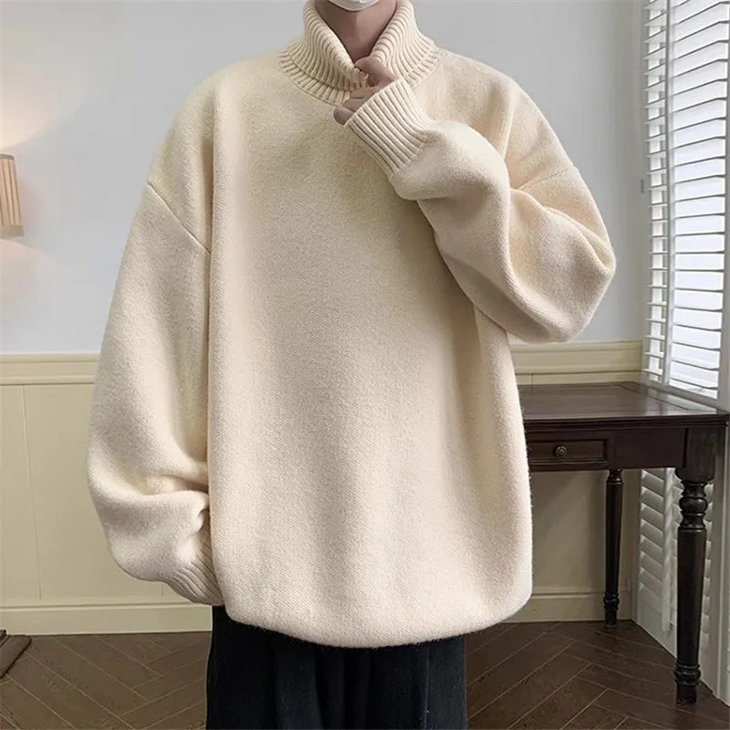 primecuration | Pull col roulé surdimensionné en laine pour hommes - Confort et style