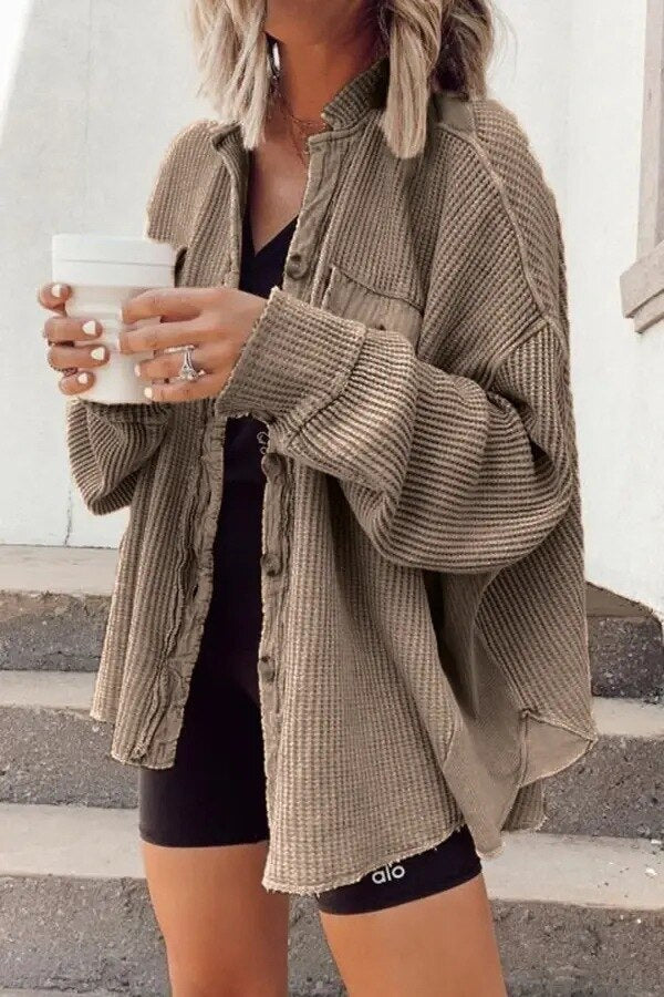 Veste Côtelée Irrégulière Chic pour Femme - Style Élégant et Confortable