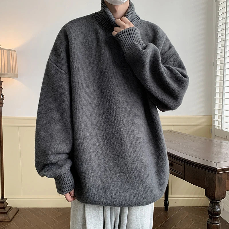 primecuration | Pull col roulé surdimensionné en laine pour hommes - Confort et style