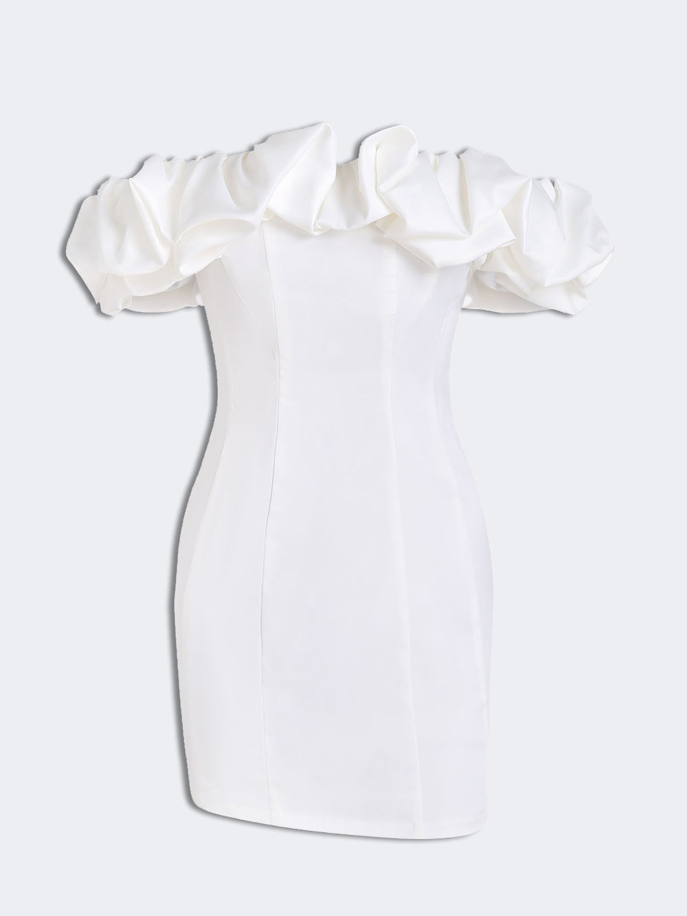 Satin Ruffled Strapless Mini Jurk