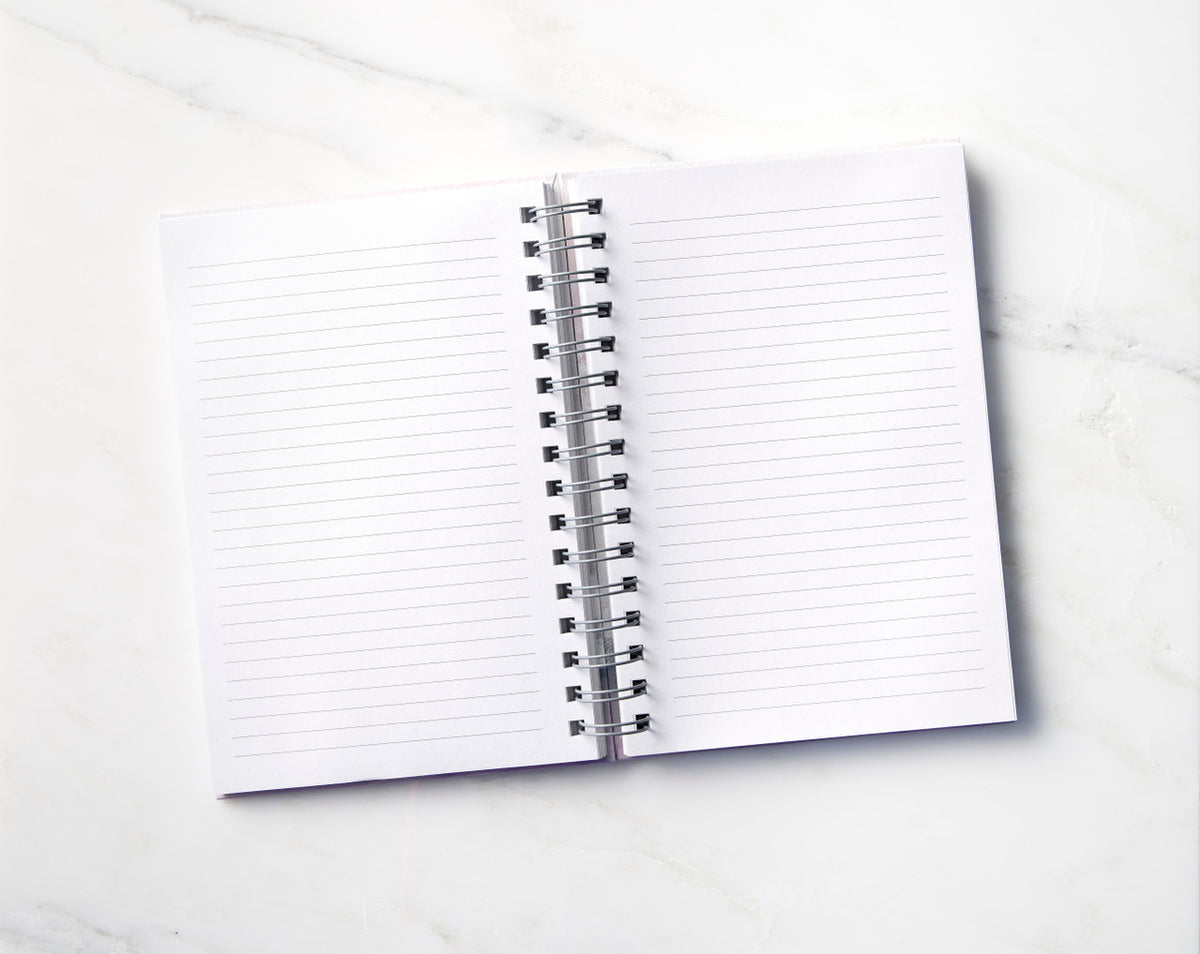 Inside view: inside spread of notebook, showing lined text-weight pages