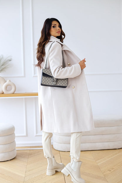 primecuration | Manteau femme en laine double boutonnage élégant et chaud