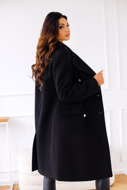 primecuration | Manteau femme en laine double boutonnage élégant et chaud