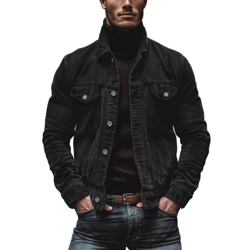 primecuration | Veste vintage en denim pour hommes, col revers, style rétro