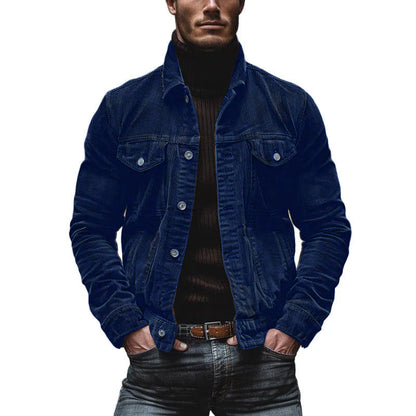 primecuration | Veste vintage en denim pour hommes, col revers, style rétro