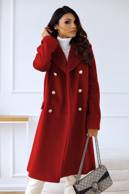 primecuration | Manteau femme en laine double boutonnage élégant et chaud