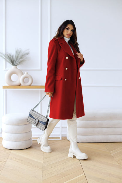primecuration | Manteau femme en laine double boutonnage élégant et chaud