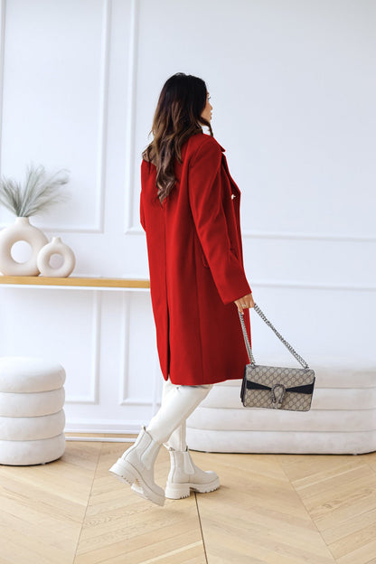 primecuration | Manteau femme en laine double boutonnage élégant et chaud