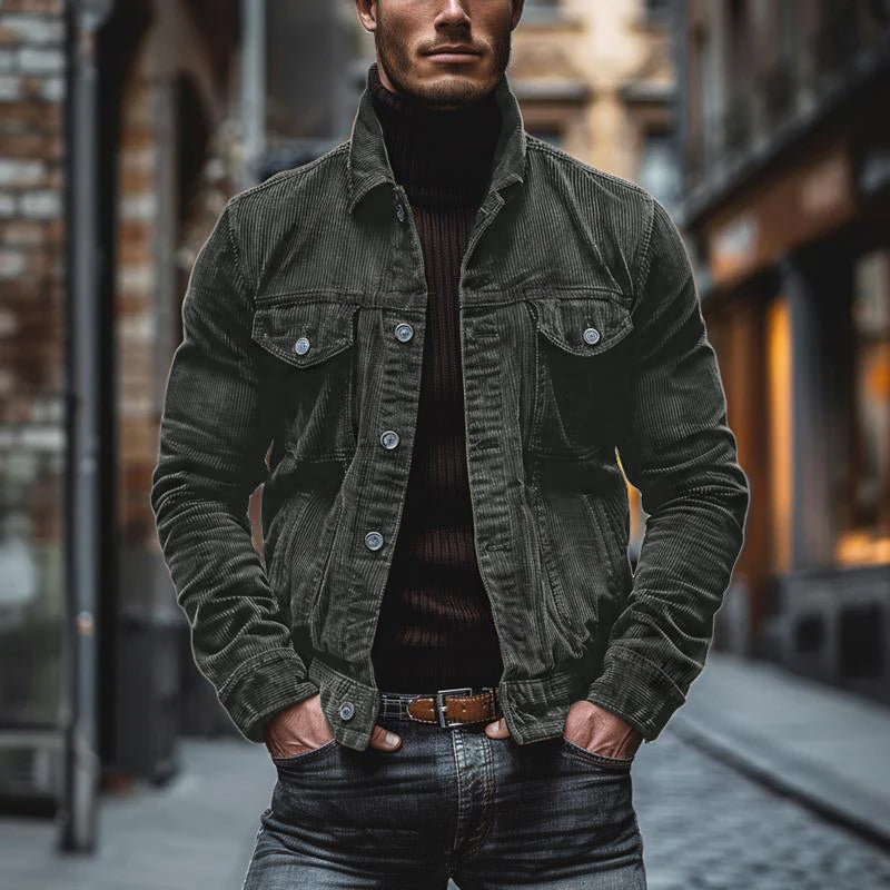 primecuration | Veste vintage en denim pour hommes, col revers, style rétro