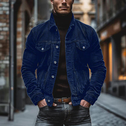 primecuration | Veste vintage en denim pour hommes, col revers, style rétro