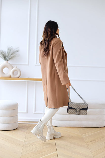 primecuration | Manteau femme en laine double boutonnage élégant et chaud