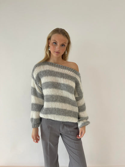 Pull ample à rayures en coton pour un style décontracté au bureau ou à la maison