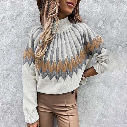 Pull à Col Roulé Surdimensionné à Motifs pour Confort Quotidien et Style