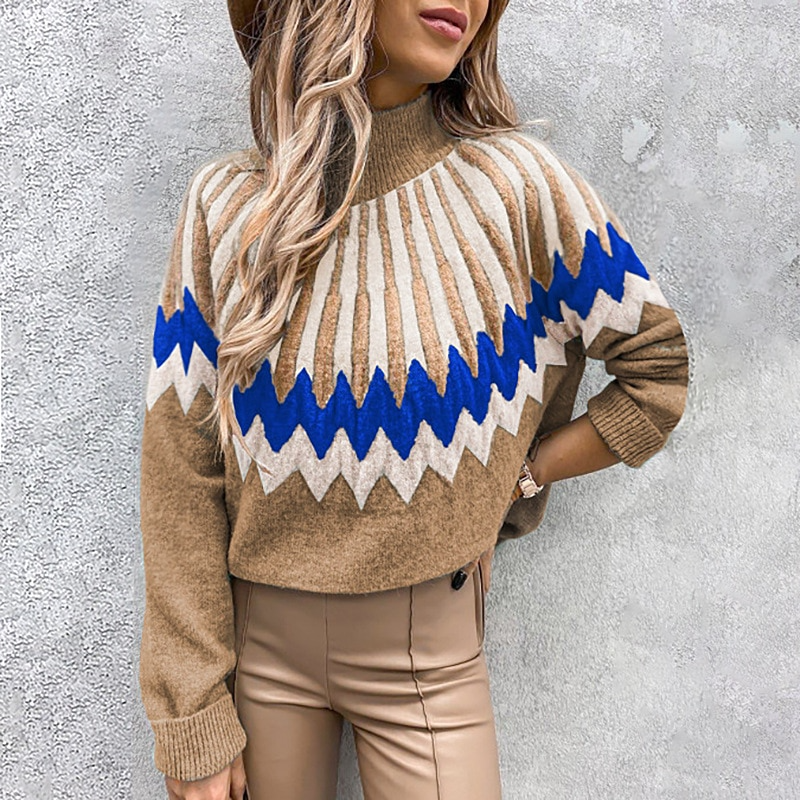 Pull à Col Roulé Surdimensionné à Motifs pour Confort Quotidien et Style