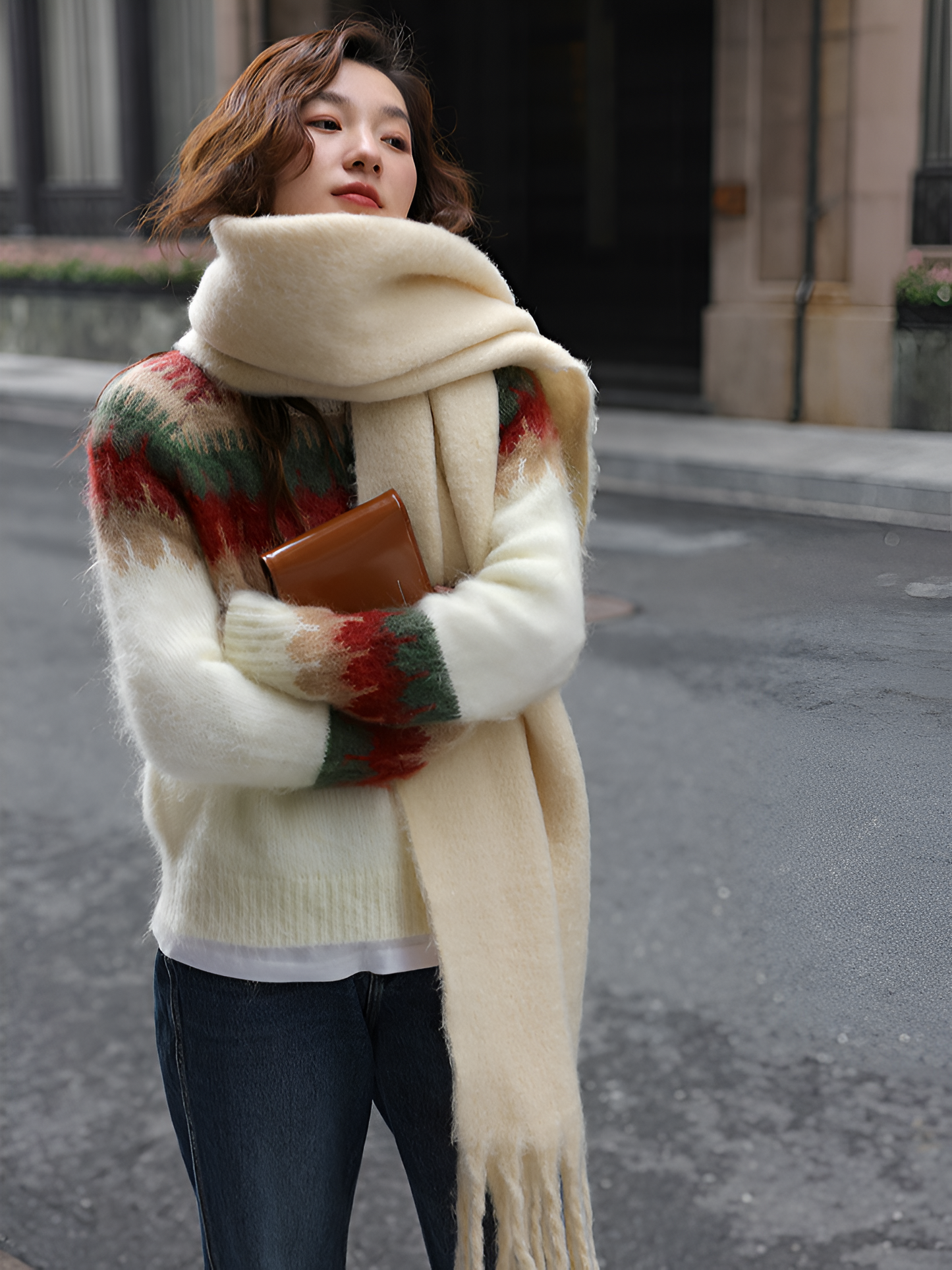 Pull en tricot rouge de Noël confortable et stylé pour les fêtes