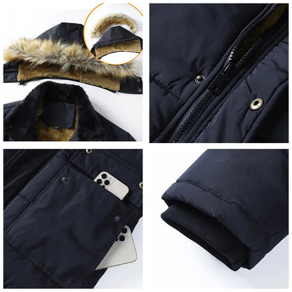 primecuration | Manteau d'hiver avec capuche en tissu imperméable