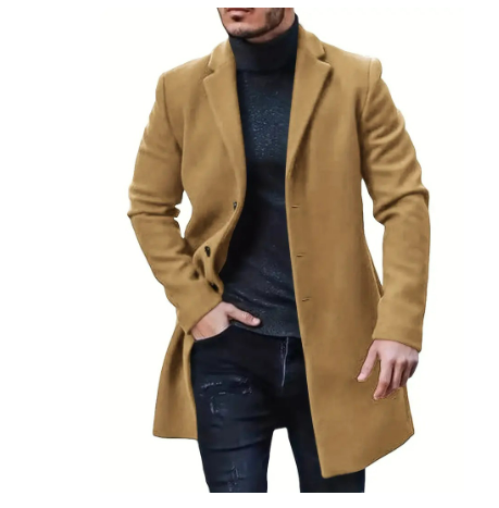 primecuration | Manteau Trench Long en Tissu Résistant pour Hommes - Élégant et Confortable