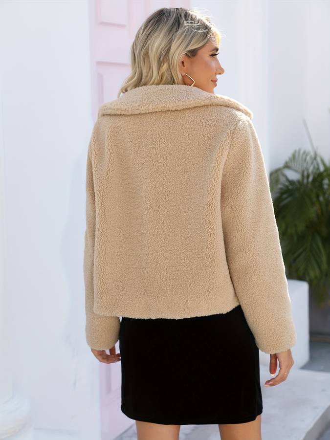 Manteau Teddy Beige d'Hiver Élégant et Chaud pour Femmes