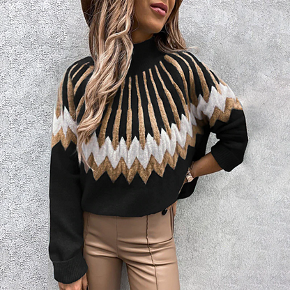 Pull à Col Roulé Surdimensionné à Motifs pour Confort Quotidien et Style