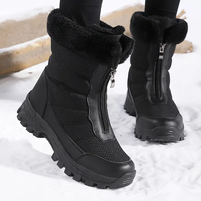 Quitelina | Bottes d'Hiver à Zip Frontale, Doublure Polaire, Résistantes et Chaudes