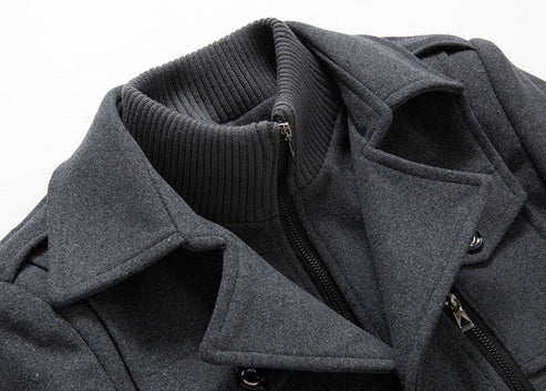 primecuration | Manteau d'hiver pour hommes en laine, col roulé, chaud et élégant