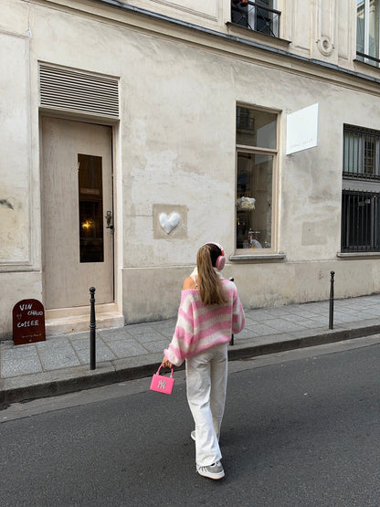 Pull ample à rayures en coton pour un style décontracté au bureau ou à la maison