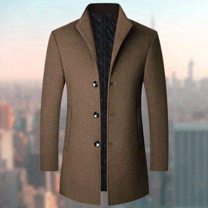 primecuration | Manteau long en laine pour hommes - Élégant, chaud et confortable