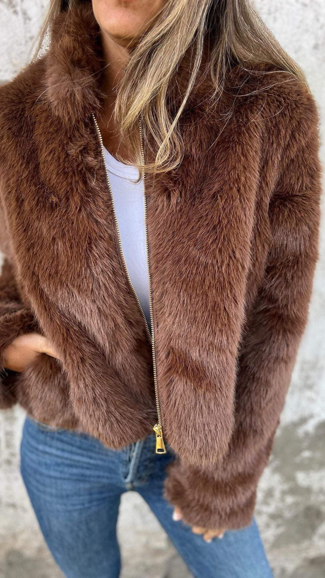 Manteau en fourrure haut de gamme femme – Veste élégante et chic pour hiver
