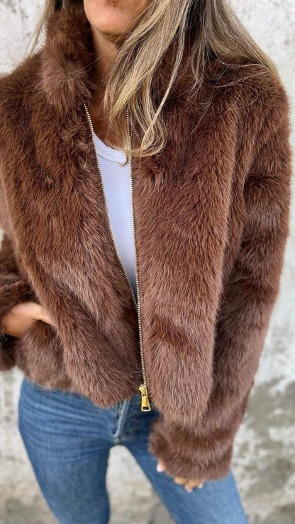Manteau en fourrure haut de gamme femme – Veste élégante et chic pour hiver