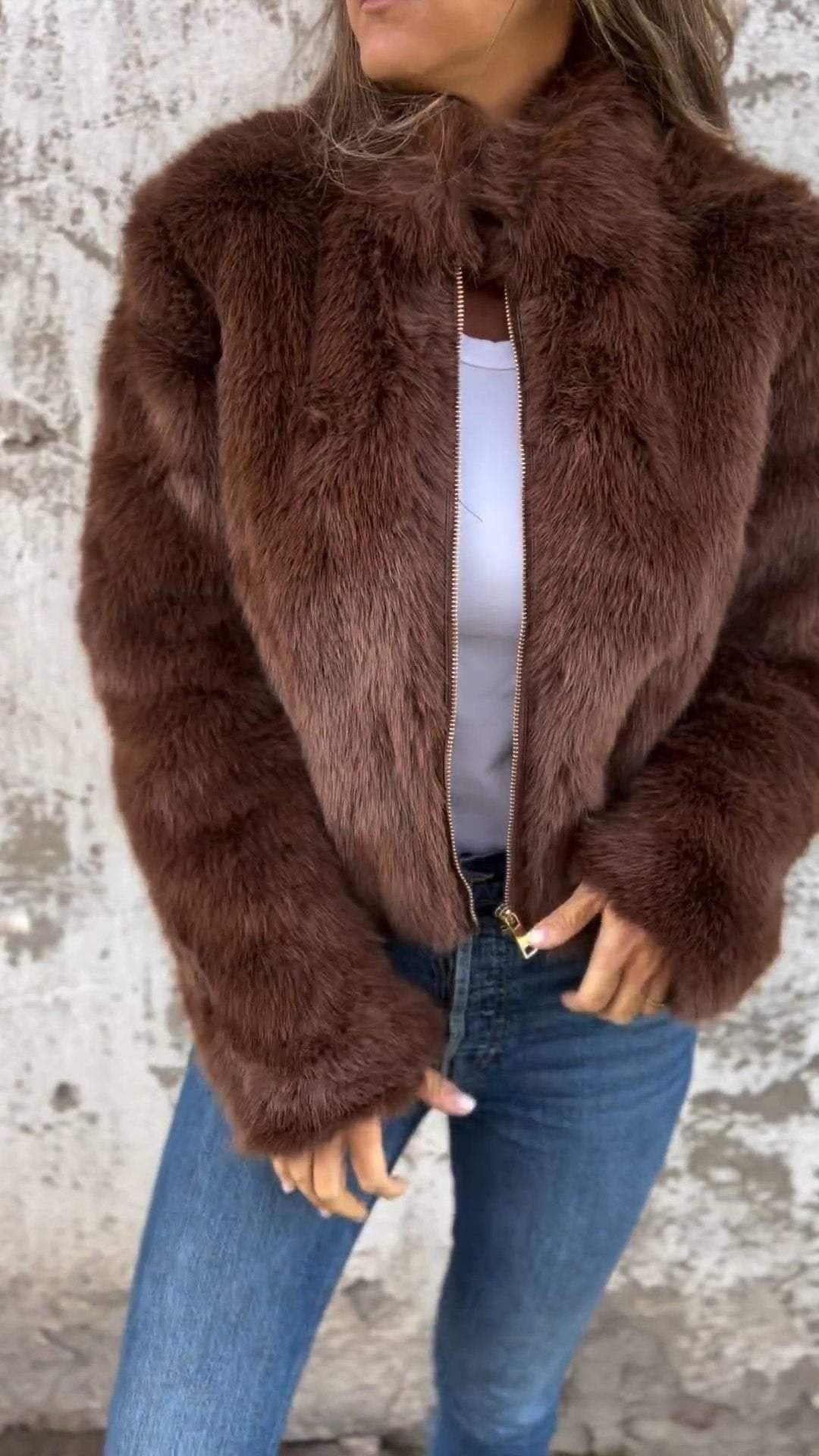 Manteau en fourrure haut de gamme femme – Veste élégante et chic pour hiver