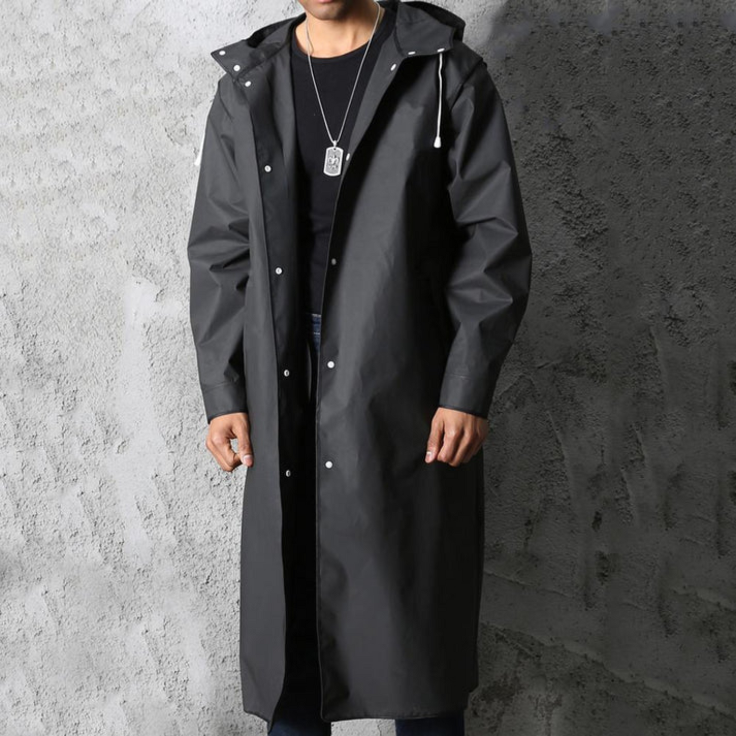 primecuration | Manteau de pluie long homme imperméable avec capuche