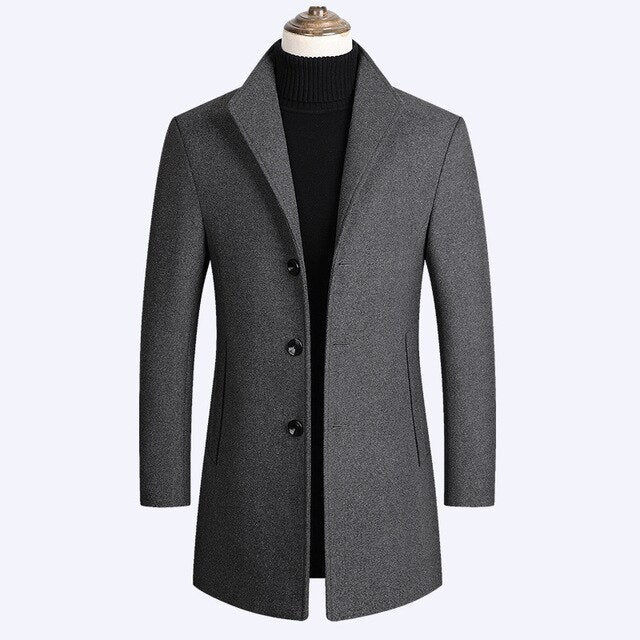 primecuration | Manteau long en laine pour hommes - Élégant, chaud et confortable