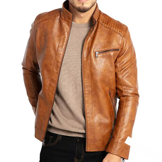 primecuration | Veste en cuir pour hommes coupe-vent élégante et durable