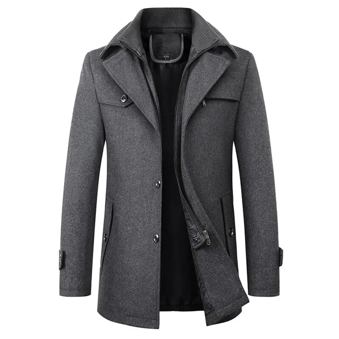 primecuration | Manteau Classique Chaud en Laine pour Hommes - Élégance et Confort