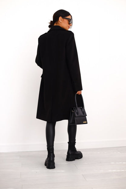 primecuration | Manteau femme en laine double boutonnage élégant et chaud