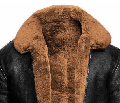 primecuration | Veste d'hiver en cuir pour hommes - Élégante et chaude