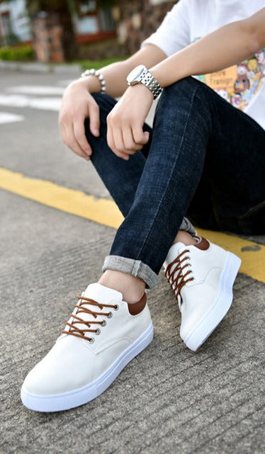 primecuration | Baskets robustes pour hommes, semelle blanche, confort et style