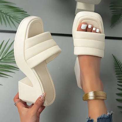 primecuration | Talons Hauts à Plateforme Ouverte en Similicuir Élégants