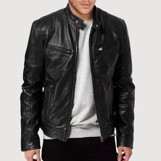 primecuration | Veste en cuir biker pour hommes - Style audacieux et durable